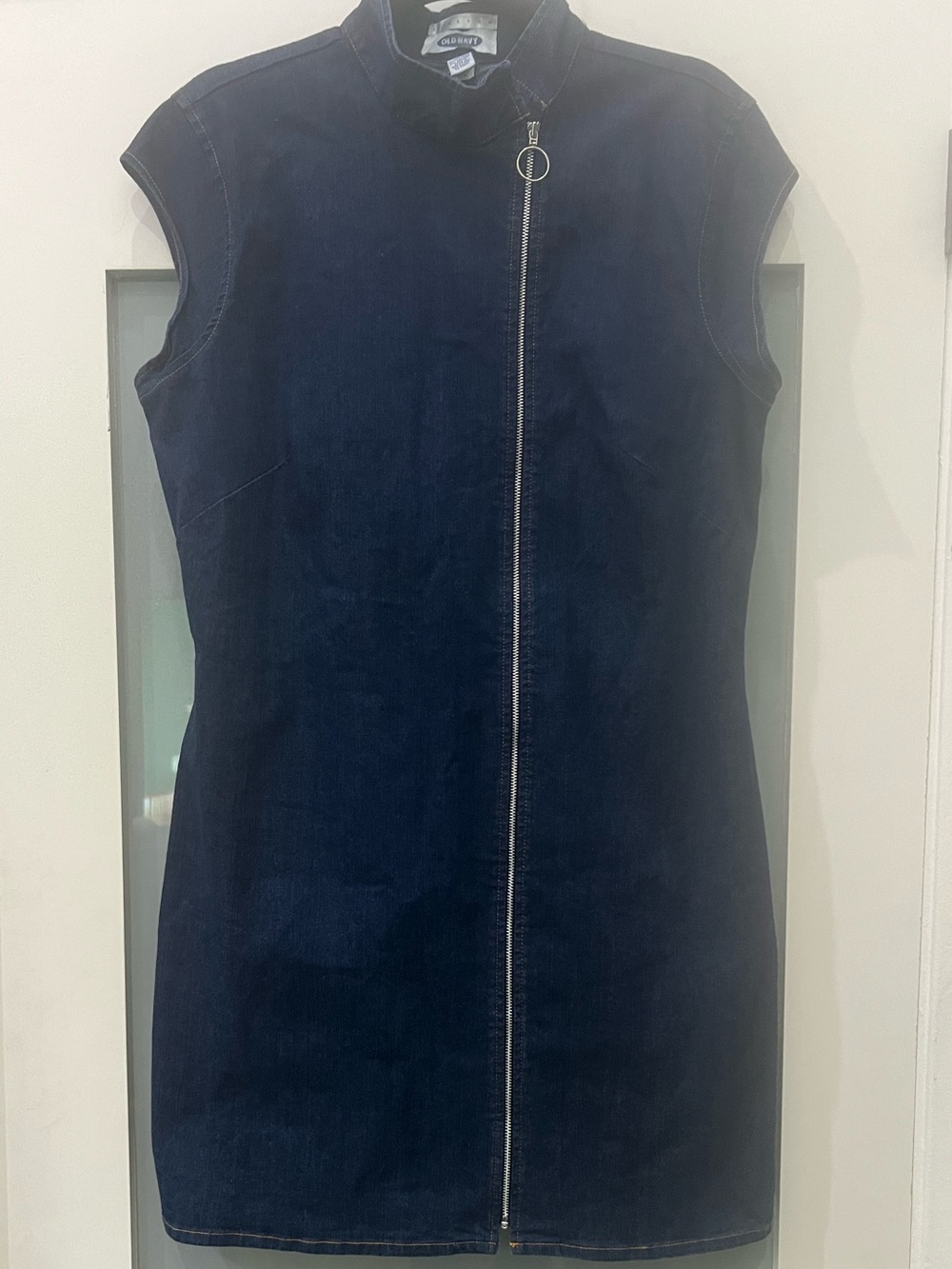 OLD NAVY Sleeveless Dark Blue Zip-Front Denim Dress Size 16